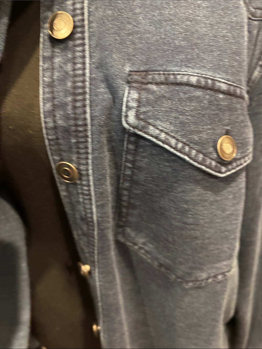 Blue Denim-Style Button Front Shirt Jacket - Picture 3 of 5